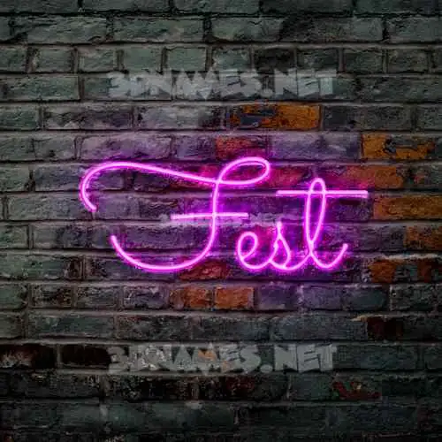 fest in Pink Neon style - 3D name wallpaper