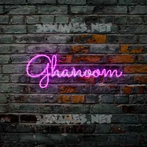 ghanoom in Pink Neon style - 3D name wallpaper