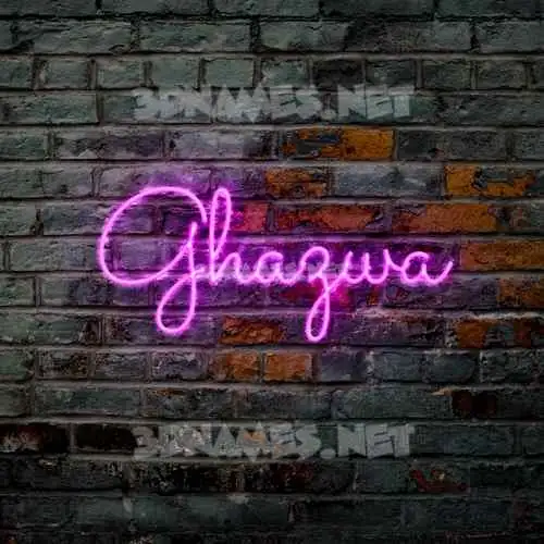 ghazwa in Pink Neon style - 3D name wallpaper