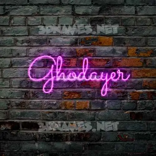 ghodayer in Pink Neon style - 3D name wallpaper