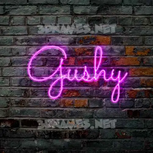gushy in Pink Neon style - 3D name wallpaper