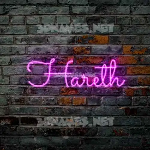 hareth in Pink Neon style - 3D name wallpaper