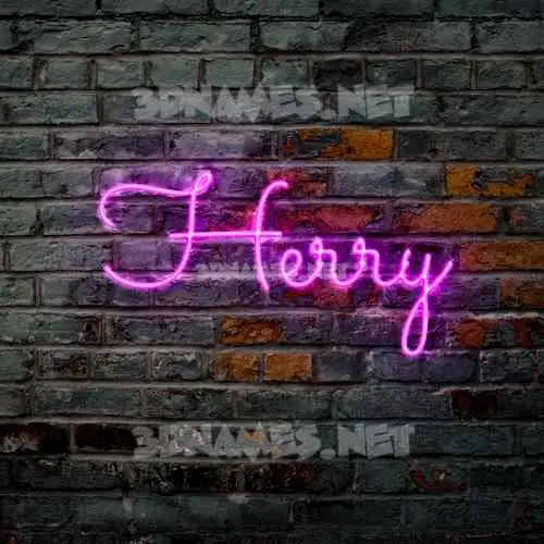 herry in Pink Neon style - 3D name wallpaper