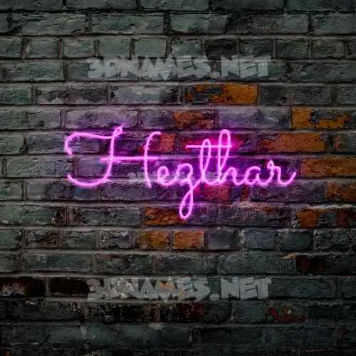 hezthar in Pink Neon style - 3D name wallpaper