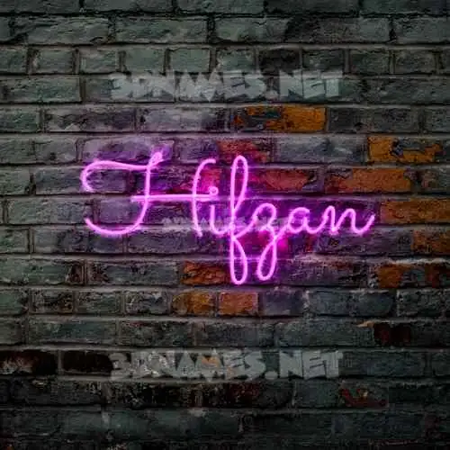 hifzan in Pink Neon style - 3D name wallpaper