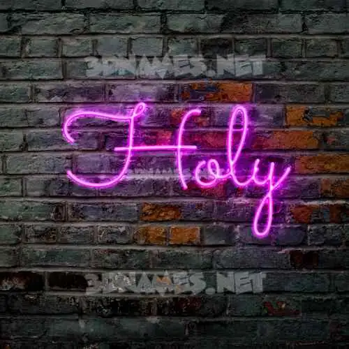 holy in Pink Neon style - 3D name wallpaper