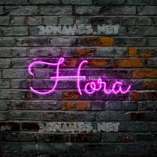 hora in Pink Neon style - 3D name wallpaper