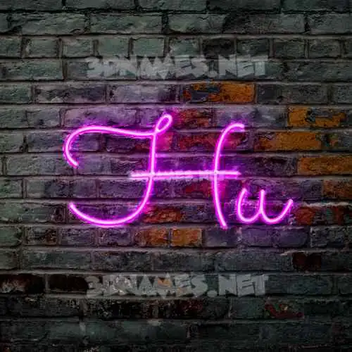 hu in Pink Neon style - 3D name wallpaper