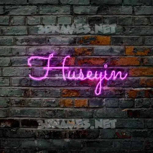 huseyin in Pink Neon style - 3D name wallpaper
