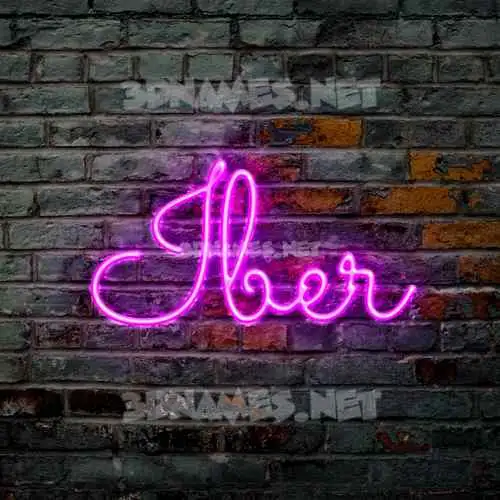 iber in Pink Neon style - 3D name wallpaper
