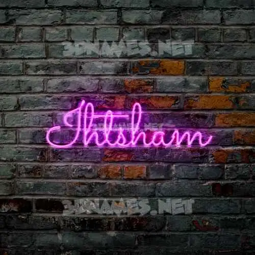 ihtsham in Pink Neon style - 3D name wallpaper