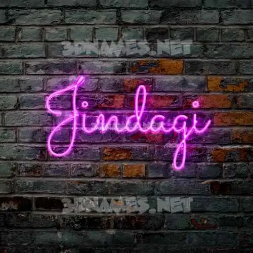 jindagi in Pink Neon style - 3D name wallpaper