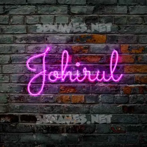 johirul in Pink Neon style - 3D name wallpaper
