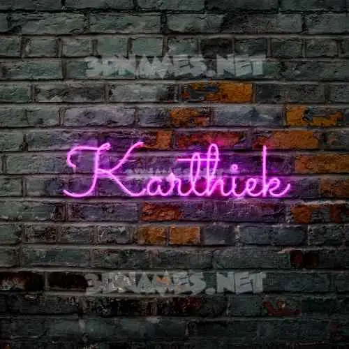 karthiek in Pink Neon style - 3D name wallpaper