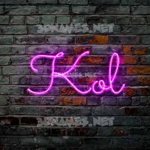 kol in Pink Neon style - 3D name wallpaper