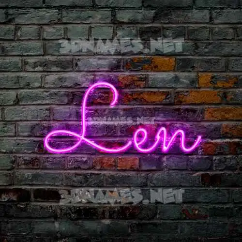 len in Pink Neon style - 3D name wallpaper