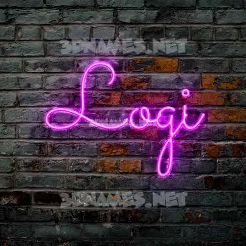 logi in Pink Neon style - 3D name wallpaper