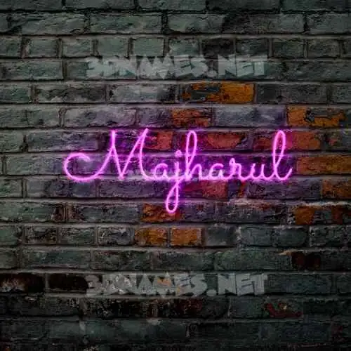 majharul in Pink Neon style - 3D name wallpaper