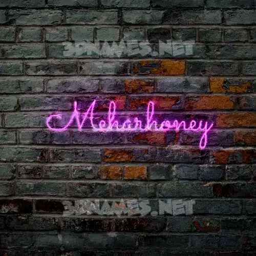 meharhoney in Pink Neon style - 3D name wallpaper
