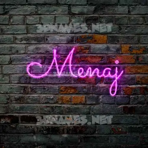 menaj in Pink Neon style - 3D name wallpaper