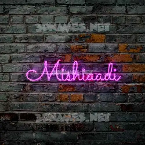 mishiaadi in Pink Neon style - 3D name wallpaper