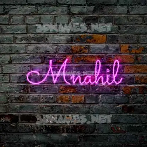 mnahil in Pink Neon style - 3D name wallpaper
