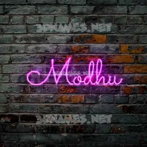 modhu in Pink Neon style - 3D name wallpaper