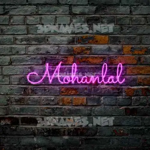 mohanlal in Pink Neon style - 3D name wallpaper