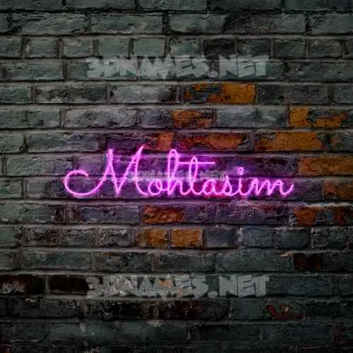 mohtasim in Pink Neon style - 3D name wallpaper