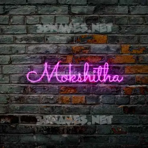 mokshitha in Pink Neon style - 3D name wallpaper