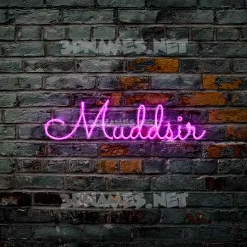 muddsir in Pink Neon style - 3D name wallpaper