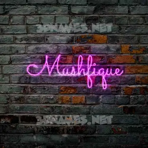 mushfique in Pink Neon style - 3D name wallpaper