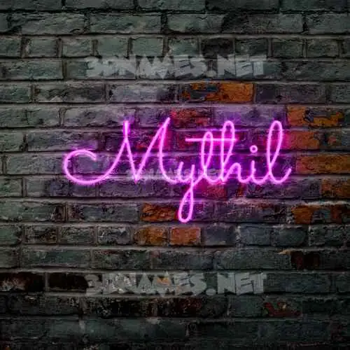 mythil in Pink Neon style - 3D name wallpaper