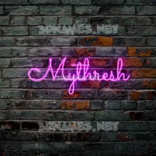 mythresh in Pink Neon style - 3D name wallpaper