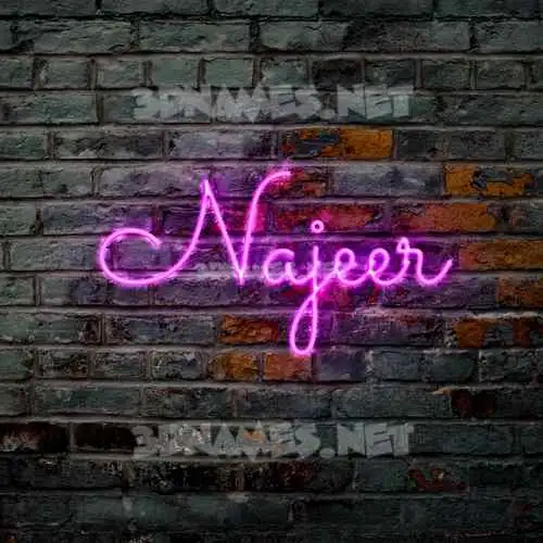 najeer in Pink Neon style - 3D name wallpaper