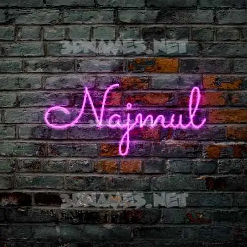 najmul in Pink Neon style - 3D name wallpaper