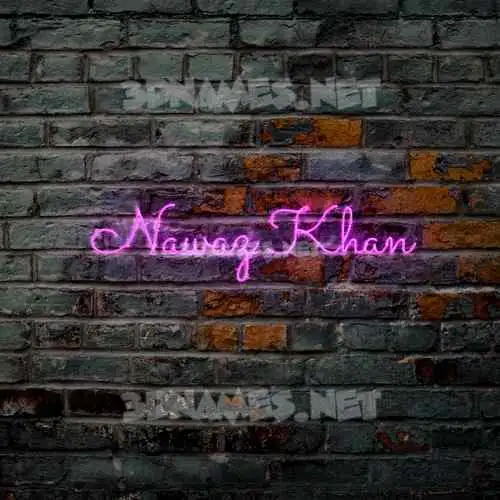 nawaz khan in Pink Neon style - 3D name wallpaper