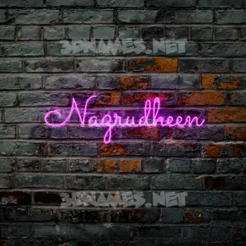 nazrudheen in Pink Neon style - 3D name wallpaper