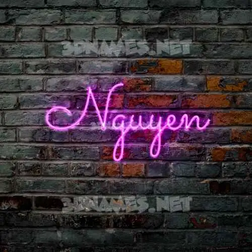 nguyen in Pink Neon style - 3D name wallpaper