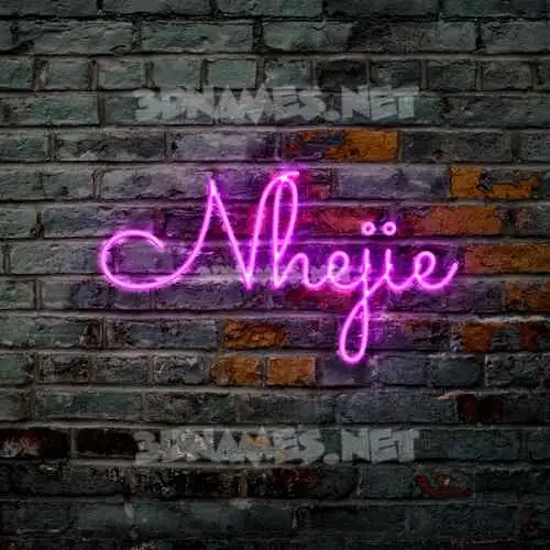 nhejie in Pink Neon style - 3D name wallpaper