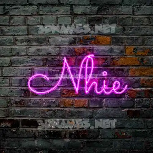 nhie in Pink Neon style - 3D name wallpaper
