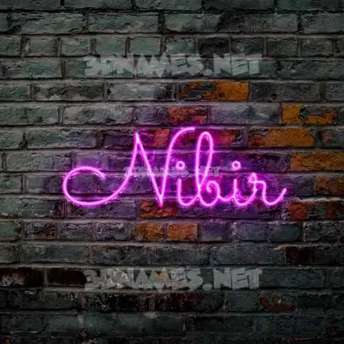 nibir in Pink Neon style - 3D name wallpaper