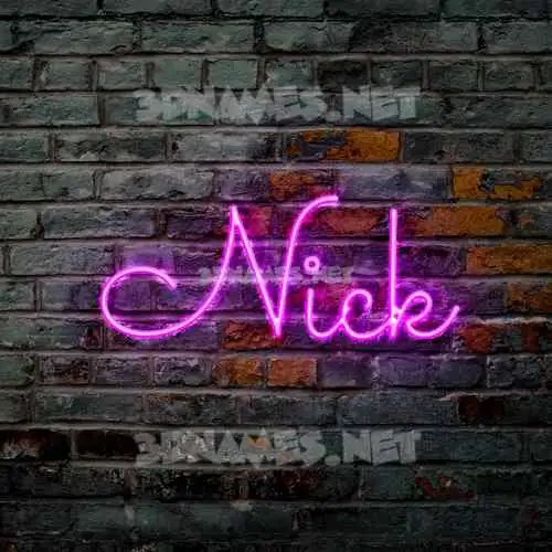 nick in Pink Neon style - 3D name wallpaper