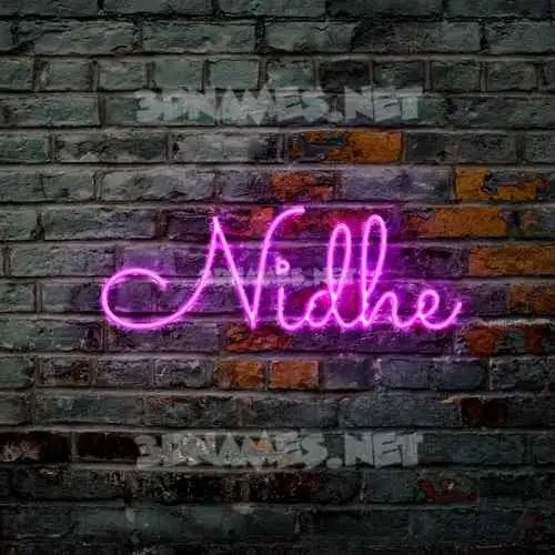nidhe in Pink Neon style - 3D name wallpaper