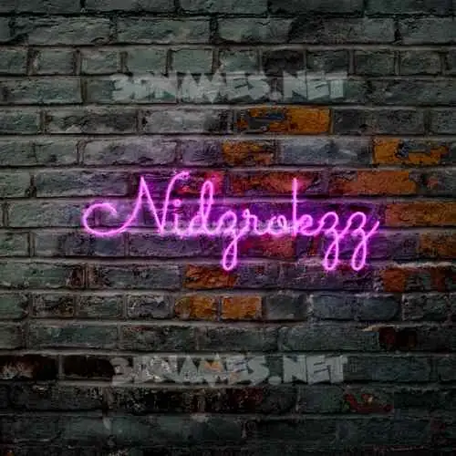 nidzrokzz in Pink Neon style - 3D name wallpaper