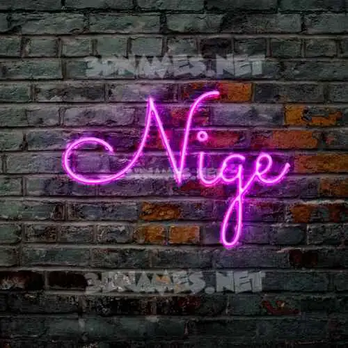 nige in Pink Neon style - 3D name wallpaper