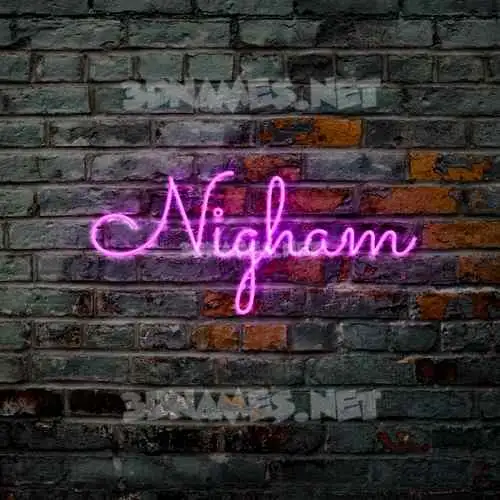 nigham in Pink Neon style - 3D name wallpaper