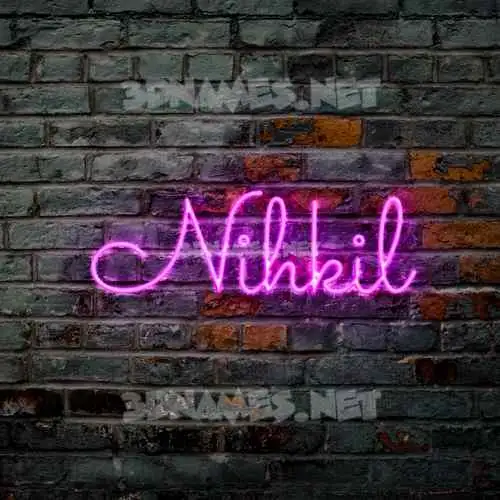 nihkil in Pink Neon style - 3D name wallpaper