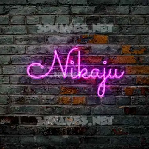 nikaju in Pink Neon style - 3D name wallpaper