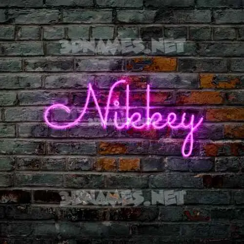 nikkey in Pink Neon style - 3D name wallpaper